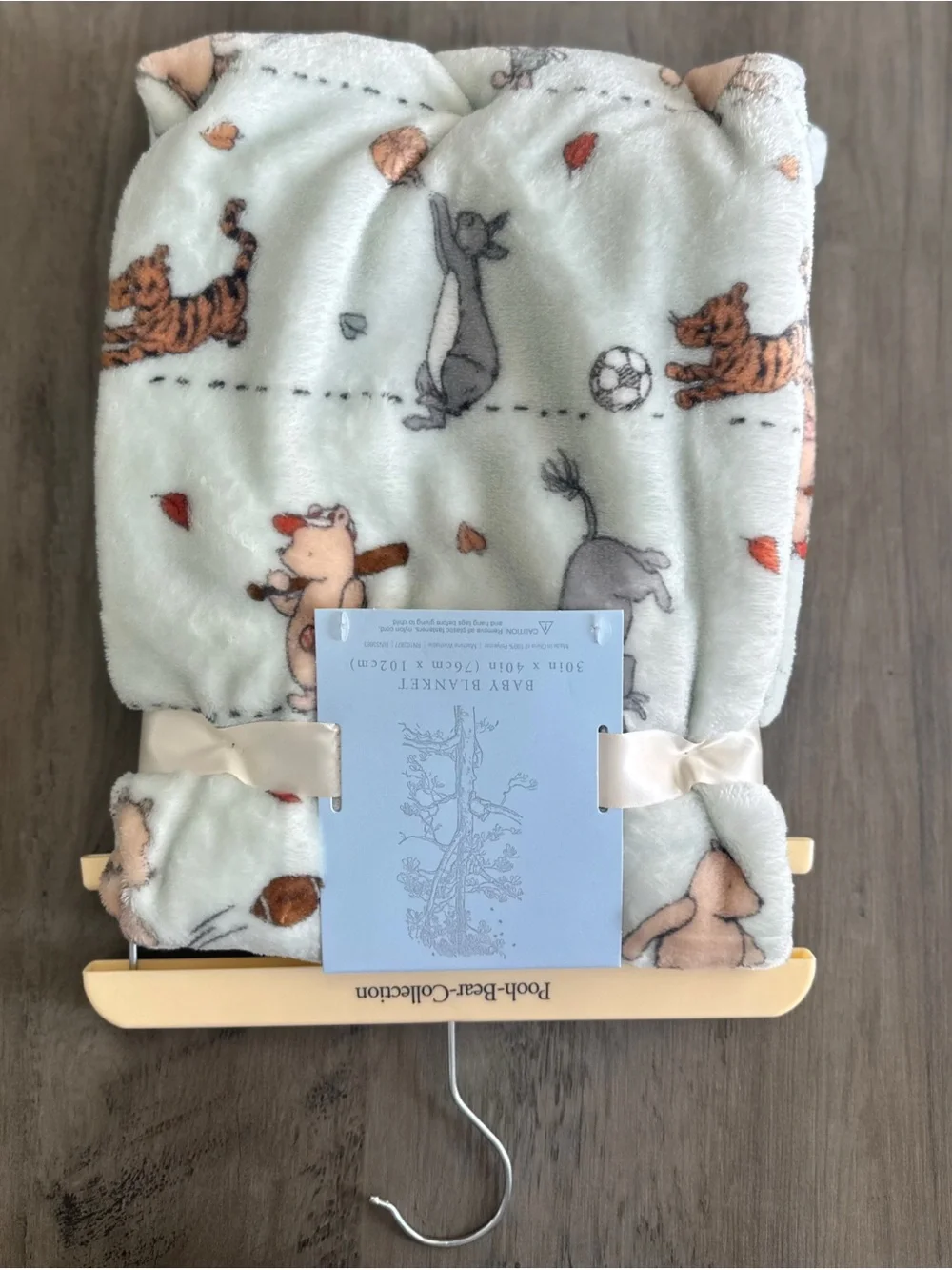 Pooh-Bear-Collection Baby Blanket & Bath Set in Baby Blue and Cream Sports Theme